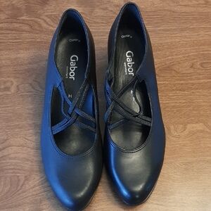 Gabor Comfort Optifit Black Heeled Shoes with Strappy Design Size 7H